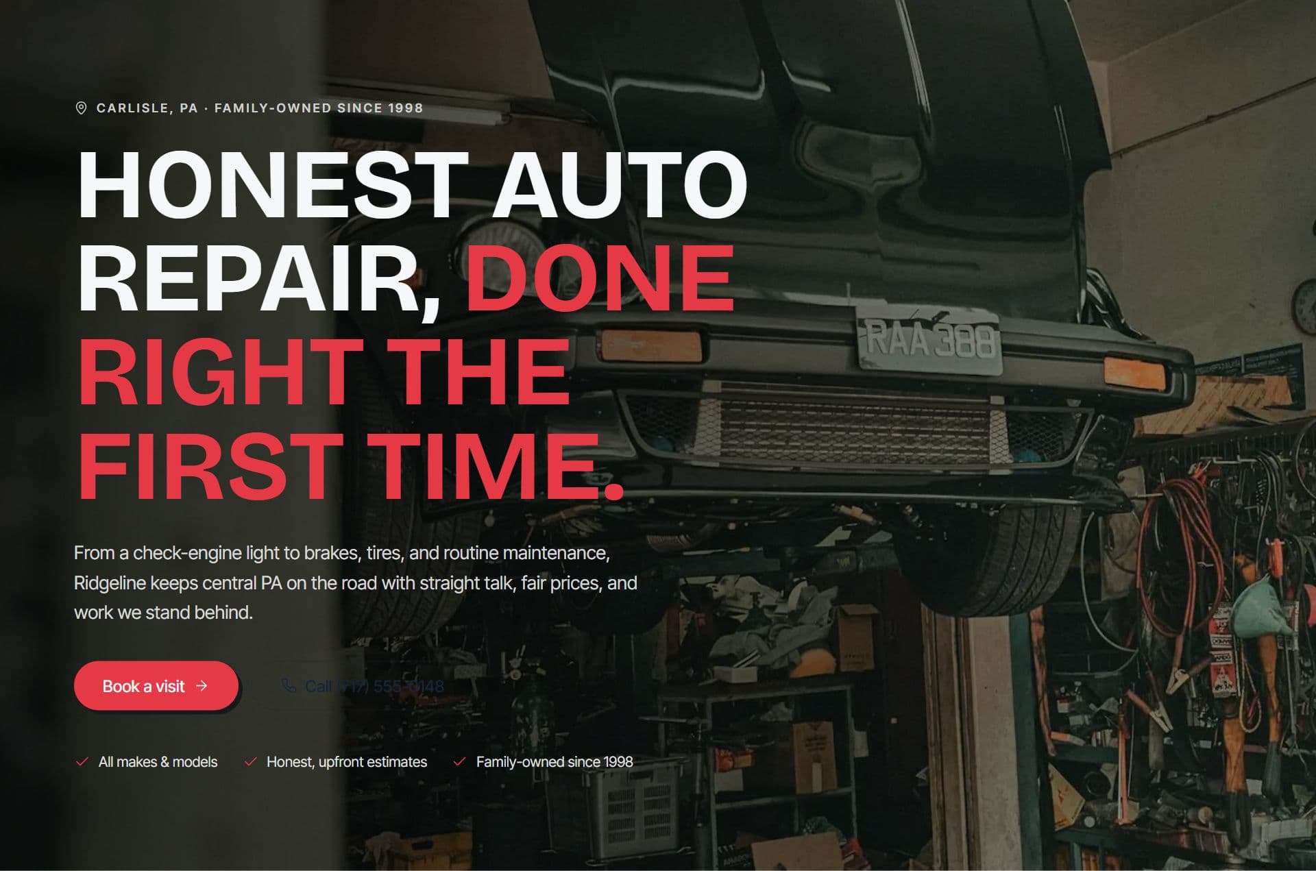 Ridgeline Auto Repair website built by Tuscarora Web