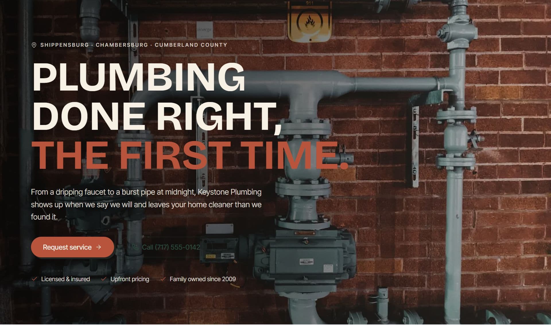 Keystone Plumbing Co. website built by Tuscarora Web
