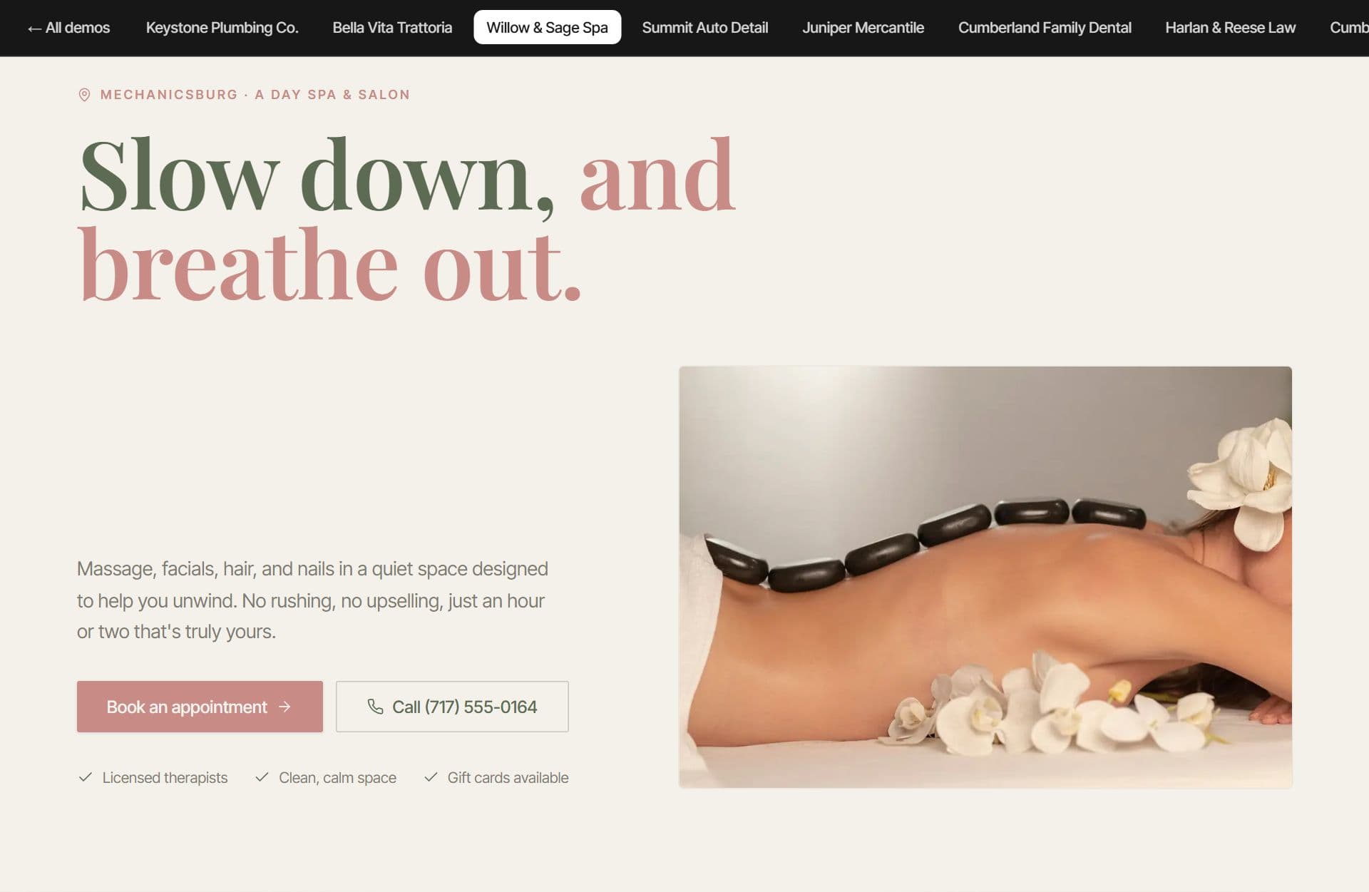 Willow & Sage Spa website built by Tuscarora Web